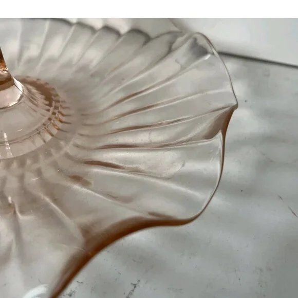 Vintage Pink Depression Glass Pedestal Candy Dish 7” - Picture 5 of 13